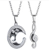 Fashion Stainless Steel Heart Pendant Necklace Set For Couples Electroplated Chain Necklace Gift