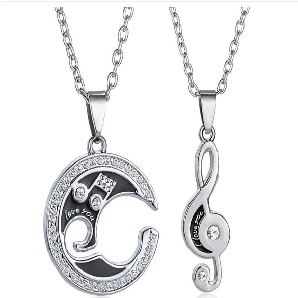 Fashion Stainless Steel Heart Pendant Necklace Set For Couples Electroplated Chain Necklace Gift