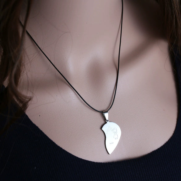 Fashion Stainless Steel Heart Pendant Necklace Set For Couples Electroplated Chain Necklace Gift