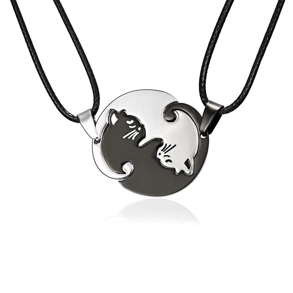 Fashion Stainless Steel Heart Pendant Necklace Set For Couples Electroplated Chain Necklace Gift