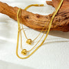 Fashion Stainless Steel Heart Shape Pendant Multi Layer Chain Necklace With Gold Plated Electroplating Process For Women