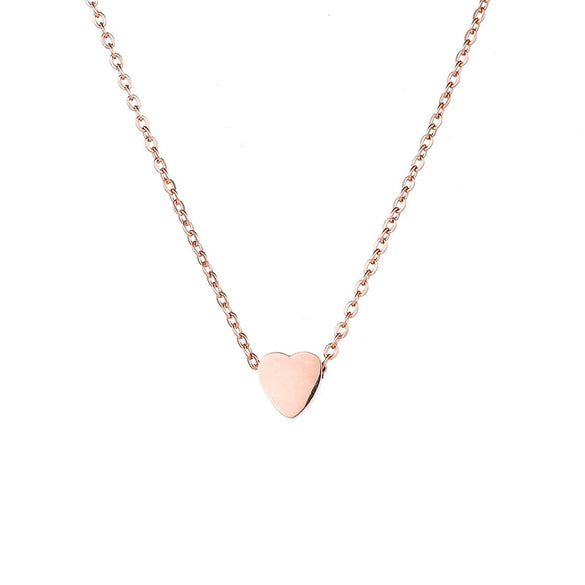 Fashion Stainless Steel Heart Shaped Ladies Short Clavicle Necklace Thin Chain Electroplated Jewelry For Wholesale