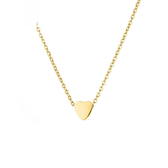 Fashion Stainless Steel Heart Shaped Ladies Short Clavicle Necklace Thin Chain Electroplated Jewelry For Wholesale