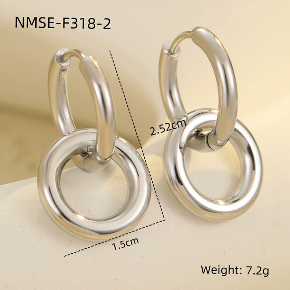 Fashion Stainless Steel Heart Star Geometric Earrings With Electroplating For Women