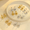 Fashion Stainless Steel Heart Star Geometric Earrings With Electroplating For Women
