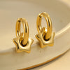 Fashion Stainless Steel Heart Star Geometric Earrings With Electroplating For Women