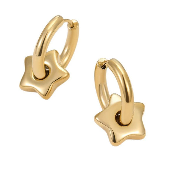Fashion Stainless Steel Heart Star Geometric Earrings With Electroplating For Women