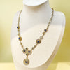Fashion Stainless Steel Heavy Industry Necklace For Women With Metal Stitching Line Inlaid With Natural Stone And Electroplating Plants And Flowers Style
