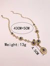 Fashion Stainless Steel Heavy Industry Necklace For Women With Metal Stitching Line Inlaid With Natural Stone And Electroplating Plants And Flowers Style