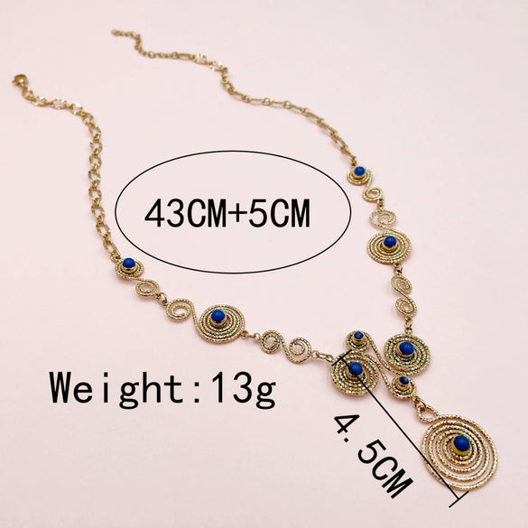 Fashion Stainless Steel Heavy Industry Necklace For Women With Metal Stitching Line Inlaid With Natural Stone And Electroplating Plants And Flowers Style
