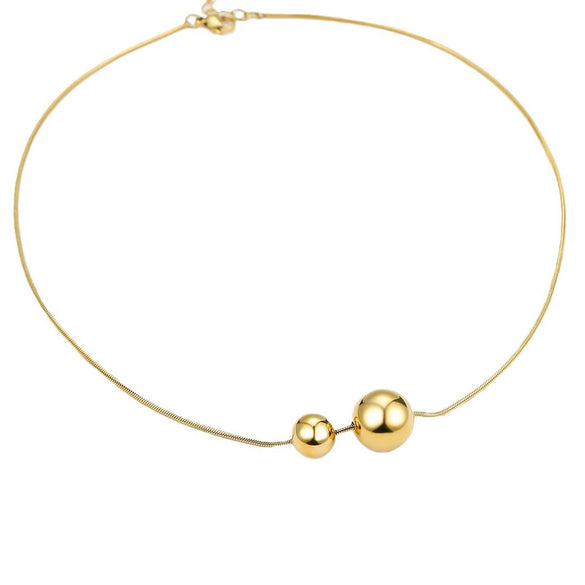 Fashion Stainless Steel Hollow Ball Pendant Necklace Vacuum Electroplated For Women