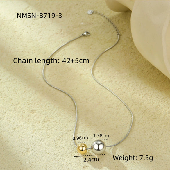 Fashion Stainless Steel Hollow Ball Pendant Necklace Vacuum Electroplated For Women