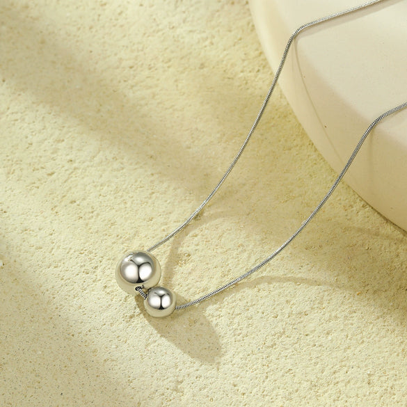 Fashion Stainless Steel Hollow Ball Pendant Necklace Vacuum Electroplated For Women