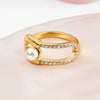Fashion Stainless Steel Imitation Pearl U Shaped Women's Ring Hand Jewelry