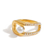 Fashion Stainless Steel Imitation Pearl U Shaped Women's Ring Hand Jewelry