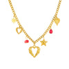 Fashion Stainless Steel Jewelry Necklace With Goldplated Hollow Love And Fivepointed Star Shapes Electroplated Design