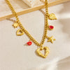 Fashion Stainless Steel Jewelry Necklace With Goldplated Hollow Love And Fivepointed Star Shapes Electroplated Design