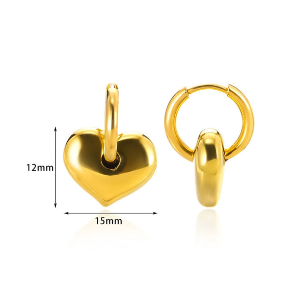 Fashion Stainless Steel 18K Gold Heartshaped And Starpatterned Women's Earrings Set