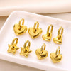 Fashion Stainless Steel 18K Gold Heartshaped And Starpatterned Women's Earrings Set