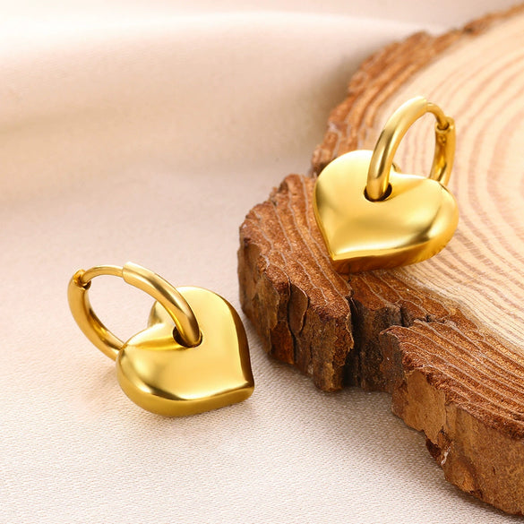 Fashion Stainless Steel 18K Gold Heartshaped And Starpatterned Women's Earrings Set