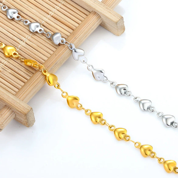 Fashion Stainless Steel Love Chain Jewelry With Heart Pattern And Electroplating Treatment For Men And Women