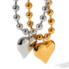 Fashion Stainless Steel Love Women's Necklace With Peach Heart Pendant And Ball Chain Titanium Steel Electroplating