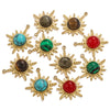 Fashion Stainless Steel Natural Stone Tiger Eye Stone Classic Eight Mans Star Element Titanium Steel Flower Pendant Electroplated 18K Gold Diy Necklace Earrings Accessories