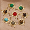Fashion Stainless Steel Natural Stone Tiger Eye Stone Classic Eight Mans Star Element Titanium Steel Flower Pendant Electroplated 18K Gold Diy Necklace Earrings Accessories