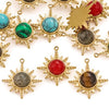 Fashion Stainless Steel Natural Stone Tiger Eye Stone Classic Eight Mans Star Element Titanium Steel Flower Pendant Electroplated 18K Gold Diy Necklace Earrings Accessories