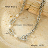 Fashion Stainless Steel Necklace For Women With Splicing Process And Pearl Chain Inlay And Electroplating Treatment