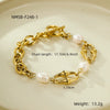 Fashion Stainless Steel Necklace For Women With Splicing Process And Pearl Chain Inlay And Electroplating Treatment