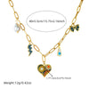 Fashion Stainless Steel Necklace With Heart Shape Painted Oil Dropping Love Daisy Lightning Bow Pendant And O Chain Electroplating Design