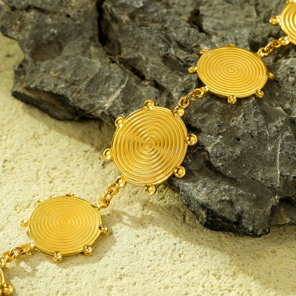 Fashion Stainless Steel Necklace With 18K Gold Electroplating And Round Shape