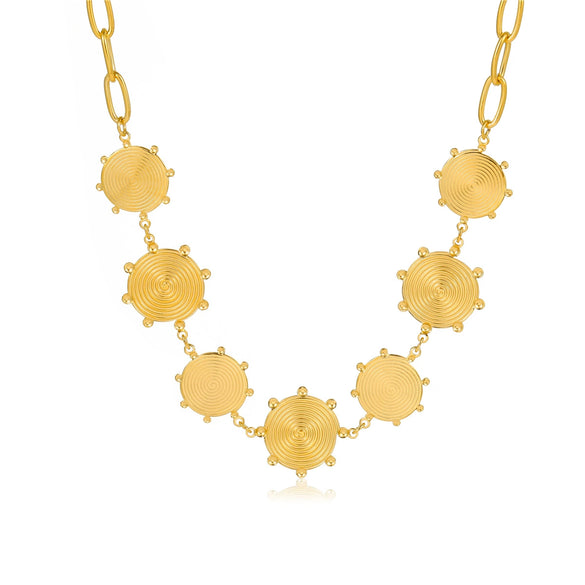 Fashion Stainless Steel Necklace With 18K Gold Electroplating And Round Shape