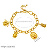Fashion Stainless Steel Oshaped Chain Animal Cartoon Characters Pendant Bracelet With 18K Goldplated Electroplating For Women
