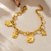 Fashion Stainless Steel Oshaped Chain Animal Cartoon Characters Pendant Bracelet With 18K Goldplated Electroplating For Women