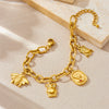 Fashion Stainless Steel Oshaped Chain Animal Cartoon Characters Pendant Bracelet With 18K Goldplated Electroplating For Women