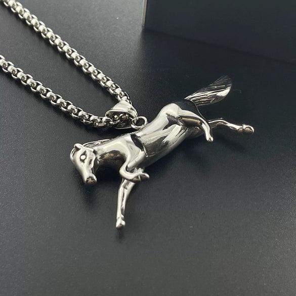 Fashion Stainless Steel Pendant Necklace Unisex Retro Style With Doll Pattern And Casting Polishing Process
