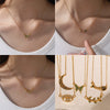 Fashion 316L Stainless Steel Pendant Necklace With Devil's Eye And Butterfly Moon Inlaid Rhinestone Electroplated