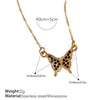 Fashion 316L Stainless Steel Pendant Necklace With Devil's Eye And Butterfly Moon Inlaid Rhinestone Electroplated