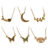 Fashion 316L Stainless Steel Pendant Necklace With Devil's Eye And Butterfly Moon Inlaid Rhinestone Electroplated