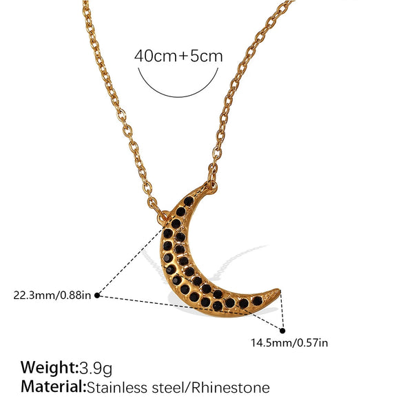 Fashion 316L Stainless Steel Pendant Necklace With Devil's Eye And Butterfly Moon Inlaid Rhinestone Electroplated