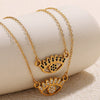 Fashion 316L Stainless Steel Pendant Necklace With Devil's Eye And Butterfly Moon Inlaid Rhinestone Electroplated