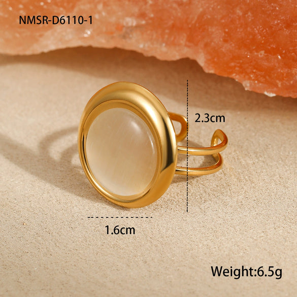 Fashion Stainless Steel Ring Earrings Set Electroplated Geometric Style For Women