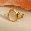 Fashion Stainless Steel Ring Earrings Set Electroplated Geometric Style For Women