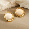 Fashion Stainless Steel Ring Earrings Set Electroplated Geometric Style For Women