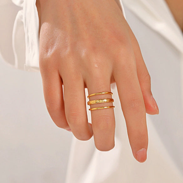 Fashion Stainless Steel Ring Geometric Style 18K Gold Plated