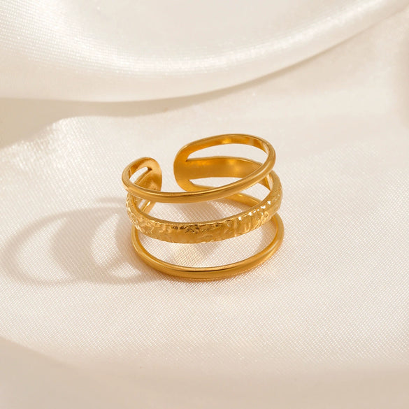 Fashion Stainless Steel Ring Geometric Style 18K Gold Plated