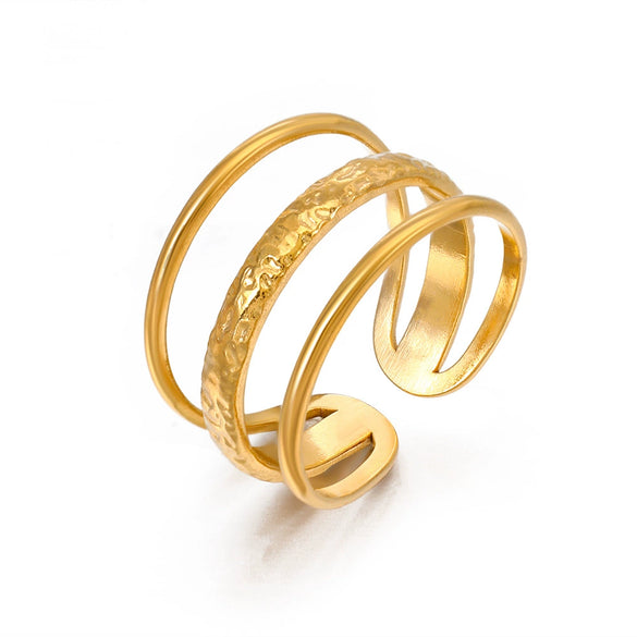 Fashion Stainless Steel Ring Geometric Style 18K Gold Plated