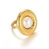 Fashion Stainless Steel Ring Inlaid With Imitation Pearl Wave U Shape Electroplated
